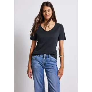 STREET ONE T-Shirt mit Herzausschnitt, - Blau