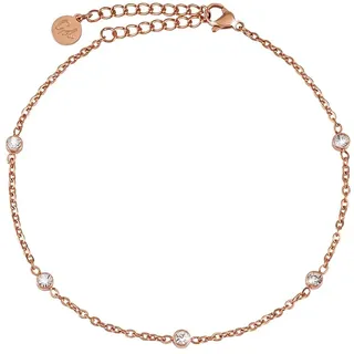 GD GOOD.designs Zirkonia Fußkette wasserfest (Rosegold) I Vergoldetes Fußkettchen mit funkelnden Dots I Damen Fußschmuck mit Kristall vergoldet
