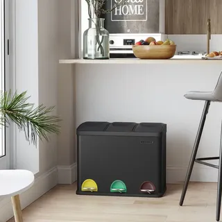Songmics Mülleimer 3 x 15 l Schwarz