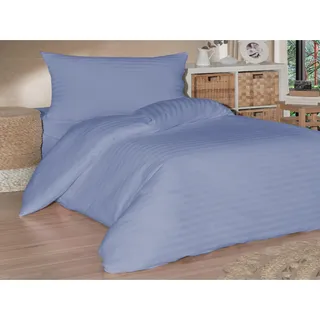 Französischer Leinen-Satinstreifen 220x220, 70x90cm blau