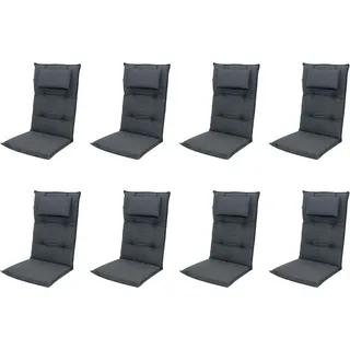 Doppler 8x 940 Hochlehner Gartenstuhl Auflagen 8cm Kopfkissen anthrazit