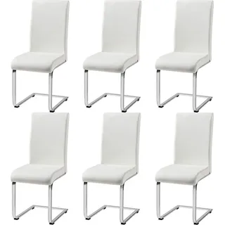 Yaheetech Esszimmerstühle 6er Set Wohnzimmerstuhl Küchenstuhl Schwingstuhl Freischwinger - Weiß