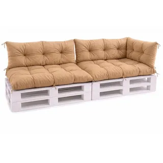 VBChome Palettenkissen 120x80 120x40 70x40cm Europaletten Möbel Palettenauflage Garten Balkon 12 Farben mit Schaumstoffflocken Füllung Beige 5-TLG Set