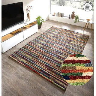 Wollteppich THEKO "Gabbeh Multi, Handgefertigt, Teppich, meliert, reine Wolle" Gr. 6, bunt (multi), B:200cm H:15mm L:300cm, Wolle, Teppiche, Wollteppich, Wohnzimmer, Schlafzimmer, Esszimmer