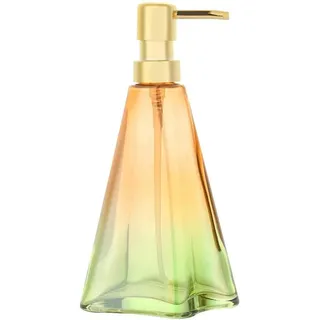 Unyqoos® Nachfüllbarer Glas-Seifenspender mit Diamantmuster – dickes Glas, Orange, rostfreie Kunststoffpumpe – für Küche & Bad - Grün