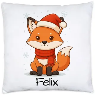 Kiddle-Design Kissen mit Namen personalisiert, Kuschelkissen Weihnachten Geschenk Junge & Mädchen mit Pinguin, Nikolausgeschenk, Kinder mit Tier