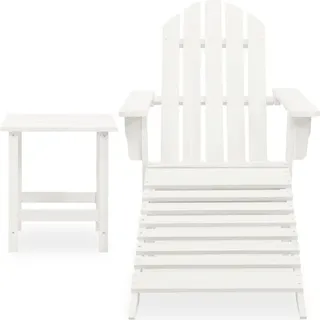 vidaXL Adirondack-Gartenstuhl mit Fußstütze & Tisch Tannenholz Weiß - Weiß