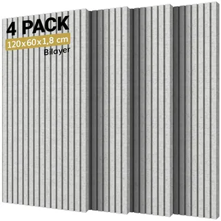 4 Pack Akustikpaneele Selbstklebend, TONOR 120x60x1.8cm große Schalldämmung Akustikplatten Schallschutz Schallabsorber Wand Absorber Akustik Panel Dämmplatten für Studio Büro Haus Wanddekoration Grau