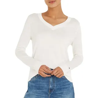 Tommy Hilfiger Stitch V-n Langarm-polo Ecru M
