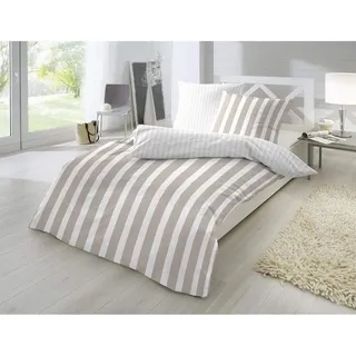 Primera Wendebettwäsche Delf Gestreift Grau 155 x 220 cm + 2 x 80 x 80 cm