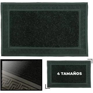 LUCA HOME Fußmatte für Hauseingang, Schwarz, 37 x 52 cm, rechteckig, aus Gummi, rutschfeste Unterseite, leicht zu reinigen, saugfähige Fußmatte, für den Innen- und Außenbereich