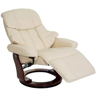 Robas Lund MCA Relaxsessel Calgary 2, Fernsehsessel Sessel, Echtleder 150kg belastbar ~ creme, Walnuss-Optik
