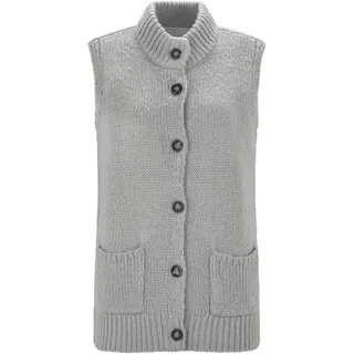 Strickjacke GOLDNER "Strickweste mit Knopfleiste", Damen, Gr. 48, grau, Obermaterial: 100% Polyacryl PAN., Gerade, Strickjacken Strickjacke, aufgesetze Taschen
