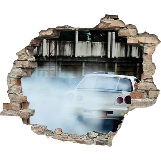 queence Wandtattoo »Auto« Wandsticker, Wandbild, selbstklebend, 3D, Wanddurchbruch, weiß