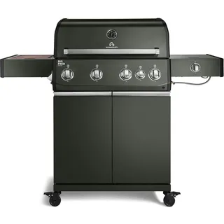 BURNHARD® Big FRED Deluxe Gasgrill 4-Brenner, Edelstahlrost, Grün | 900°C Infrarot-Zone, Heckbrenner, Seitenkocher, Aludruckguss-Edelstahl-Brennkammer, 24.4 kW Leistung