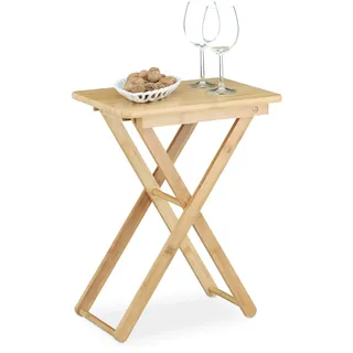 Relaxdays Beistelltisch klappbar, Bambus Holz, Klapptisch klein, rechteckig, HBT: ca. 52 x 40 x 31 cm, natur