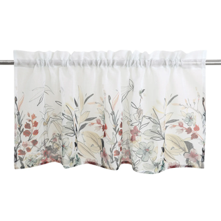 Scheibengardine OTTO HOME "Friesach" Gr. 2, bunt (weiß, neutral), B:120cm H:30cm, Polyester, Gardinen, Scheibengardine, Blumenmuster, transparent, Stangendurchzug, Pflegeleicht