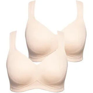 Ulla Popken Damen große Größen Übergrößen Plus Size Mikrofaser-BH, 2er-Pack, ohne Bügel, vorgeformte Cups beige 120C 793032300-120C
