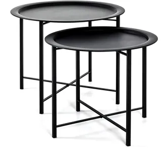 Haku-Möbel HAKU Möbel Couchtische-Set rund Metall schwarz, 1 Set