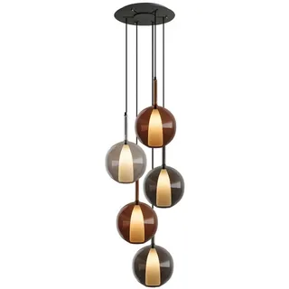 s.luce Galerieleuchte Belluna 5-flammig Mehrfarbig Ø 24cm , Multicolor , Glas , Rund , E27 , 24x45x24 cm , Lampen & Leuchten, Innenbeleuchtung, Hängeleuchten, Pendelleuchten