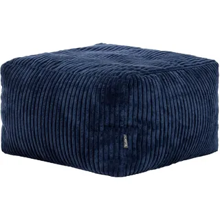 I.C.O.N. Icon Amara Kleiner Cord Sitzsack Hocker mit Füllung, Blau | In Deutschland Hergestellt, Sitzsack Pouf Hocker, Flauschiger Cordstoff, Fußhocker für das Wohnzimmer und Schlafzimmer