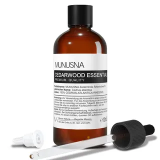 MUNUSNA Zedernholzöl Reines Natürlichs 100ML | Ätherische Öle Zedernholz für Glattes Haar, Duftöl Zedernöl für Diffuser, Seife, Kerzen