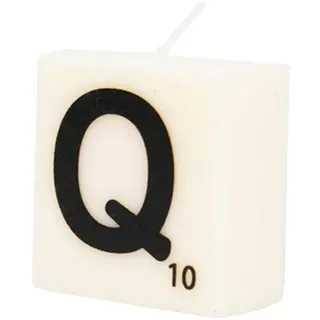 PD-Party 7040027 Geburtstag dekorative Wachsbriefe Kerze | Wax Candle - Q, Cremefarben/Schwarz, 4cm Länge x 4cm Breite x 2cm Höhe