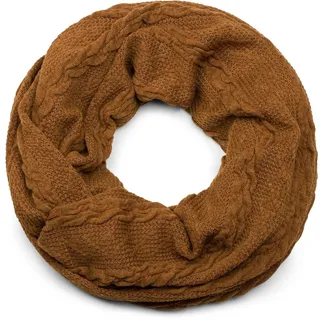 styleBREAKER Strickschal "Feinstrick Loop mit Zopfmuster" 1 Stk., cognac