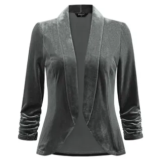Solidchoice – Damen Blazer aus Samt mit langen Ärmeln und Revers - Grau