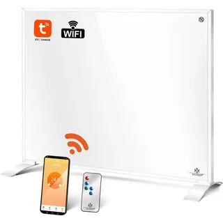 Kesser KESSER® Infrarotheizung Energiesparend 2in1 Standgerät & Wandmontage Elektroheizung mit Fernbedienung Thermostat & App-Steuerung Timer Elektrisch Heizpaneel Heizung Konvektor Standfüße