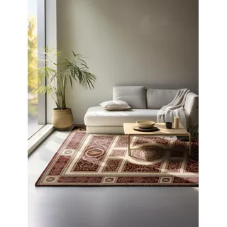 Nouristan Teppich Orientalisch – Läufer Orient Klassisch Orientalischer Wohnzimmerteppich dicht gewebt mit Bordüre Flachgewebe für Wohnzimmer, Schlafzimmer, Esszimmer, Flur – Rot, 80x120cm