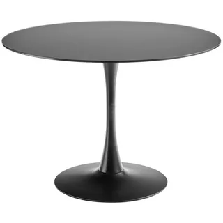 Carryhome Esstisch , Schwarz , Metall, Glas , rund , Säule, rund , 76x110x110 cm , Esszimmer, Esstische, Esstische Glas