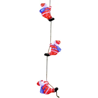 DEUBA® Weihnachtsdeko LED Acryl Figur 3X Weihnachtsmann je 30cm Außen Innen Groß Nikolaus Beleuchtet Weihnachten Deko Weihnachtsbeleuchtung Kaltweiß - Weiß