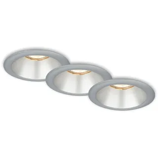 Brilo BRILONER Leuchten - 3er Set Einbauleuchten, Einbaulampen, zurückgesetzte Fassung GU10, Einbaustrahler, Chrom-Matt, 95x61 mm