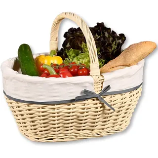 KESPER Einkaufskorb Weidenkorb mit Stoffauskleidung 45 x 34 x 37 cm beige