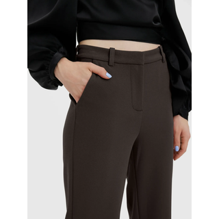 Anzughose VERO MODA "VMZAMIRA MW SLIM STRAIGHT PANT NOOS", Damen, Gr. M (38), Länge 30, braun (chocolate torte), Web, Obermaterial: 95% Polyester, 5% Elasthan, unifarben, normal, Hosen Anzughose, Materialmix
