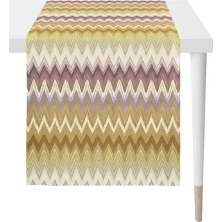 Tischläufer APELT "Zigzag", gelb, orange, natur, mauve, B:42cm L:140cm, Baumwolle, Tischdecken, Tischläufer, Digitaldruck