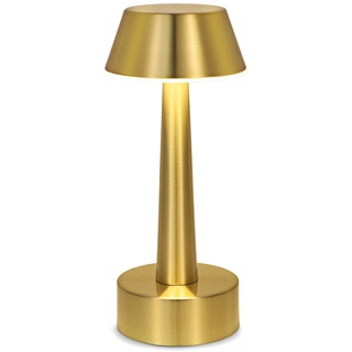 OCEST Kabellos Lampe Aufladbar, USB kleine Tischlampe, Akku Outdoor Tischleuchte, 3-farbige Touch Dimmbar Nachttischlampe, Gold Lampen für Garten Esstisch Esszimmer Flur Küche Restaurant Kneipen