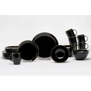 VAN WELL Glamour Kombiservice 24-tlg. schwarz/gold