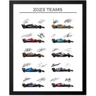 Poster Master Vintage-Illustrationsposter – Retro-Sportdruck – F1, Formula, One, Teams, Autogramm, Auto, Fahrer, Fan – 20,3 x 25,4 cm, ungerahmt, Wandkunst, Geschenk für Sportler, Freund –
