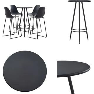 vidaXL 5 tlg. Bar Set Kunststoff Schwarz - Bar-Set - Bar-Sets - Bartisch Mit Barhocker - Bartische Mit Barhocker - Schwarz