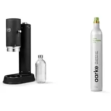 Aarke Carbonator Pro, Wassersprudler mit Glasflasche, Mattschwarz Finish + Aarke 60L CO2-Zylinder, 100% erneuerbares CO2