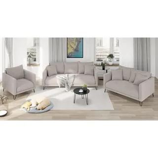 s-style möbel 3-2-1 Garnitur Chenille 3-Sitzer + 2-Sitzer + Sessel Taupe