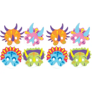 Baker Ross Dinosaurier Masken aus Moosgummi, DIY Bastelsets für Kinder Kunsthandwerk und Dinosaurierparty (8er Pack), sortiert, Mittel
