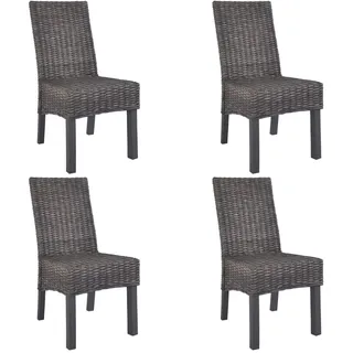 vidaXL Esszimmerstuhl Kubu Rattan Braun 4 Stk