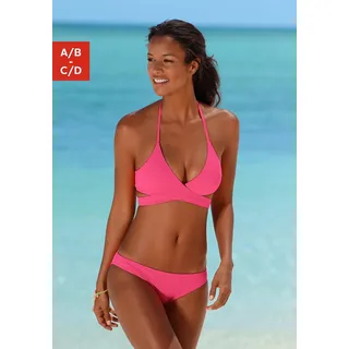 Triangel-Bikini BENCH., Damen, Gr. 32, Cup A/B, pink, Polyamid, unifarben, Bikini-Sets Triangel-Bikini, in Wickeloptik