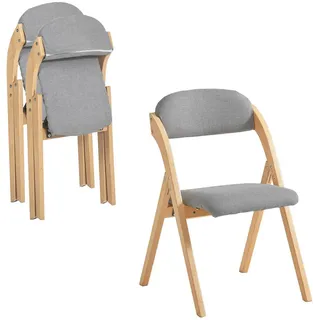 SoBuy Klappstühlen 2 er set, Hellgrau , Grau , Holz , 47.5x77x59 cm , Esszimmer, Stühle, Klappstühle