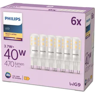 Philips LED-Lampe 470lm 3,7W G9 warmweiß 6 St.