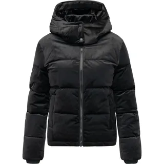 Ragwear Steppjacke "Steppjacke Roobie Velvet YOUMODO" mit Kapuze Gesteppte Teddyjacke in Samtoptik mit Kapuze, schwarz