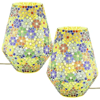 Marrakesch Orient & Mediterran Interior Boho Deko Tischlampe Mosaik 2 St.